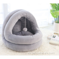 cama de gato de felpa cama de mascota gris bola de felpa
